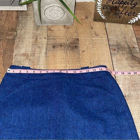 Blue Wool Skirt A Line Herringbone Tweed Royal Blue Talbots Size 8P - Picture 5 of 9